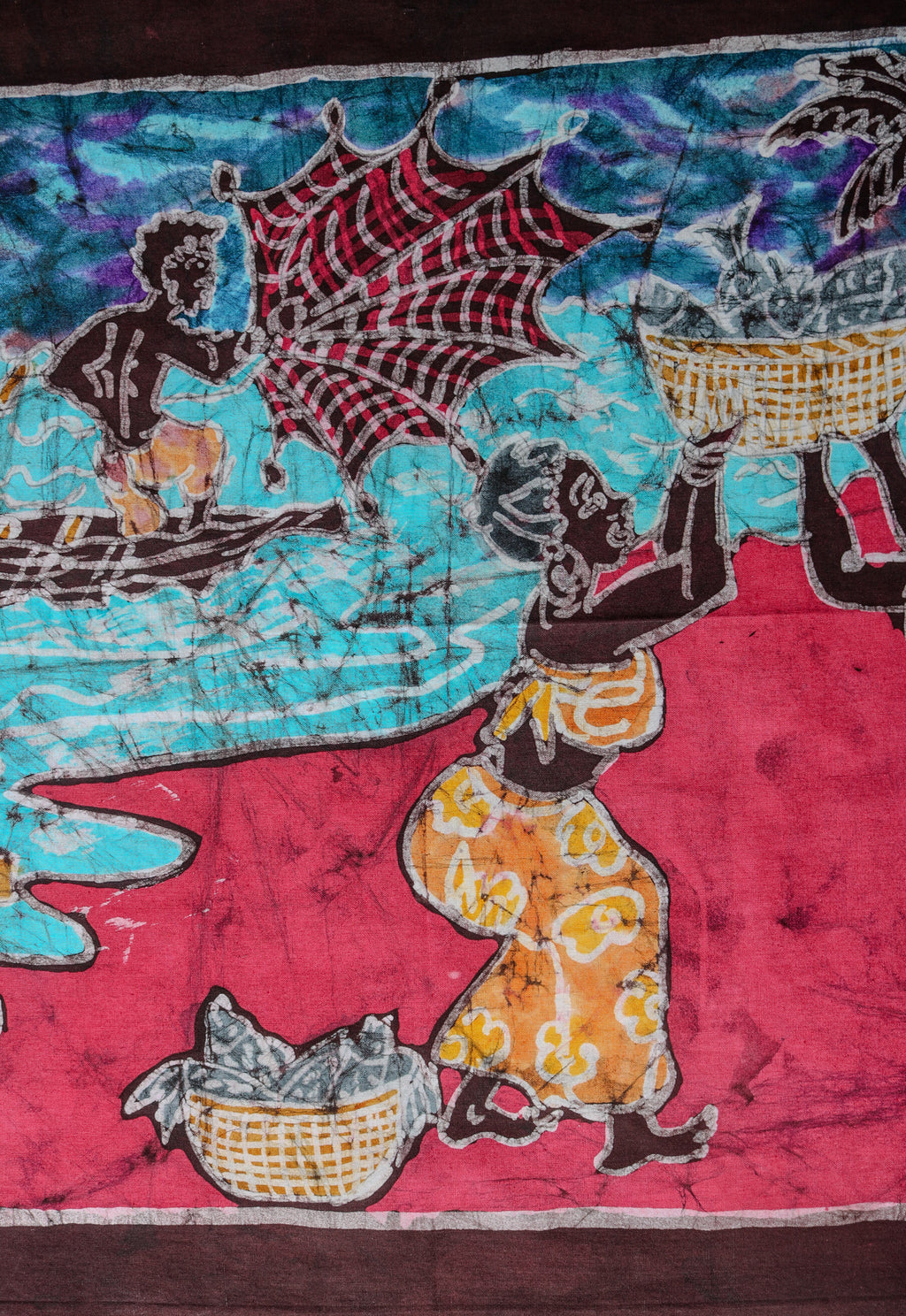 "Fetching Water" African Batik Wallnhanging